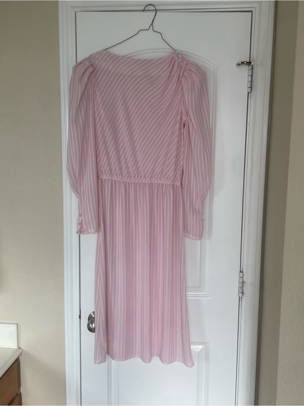 Vintage soft  Pink Striped Midi Dress